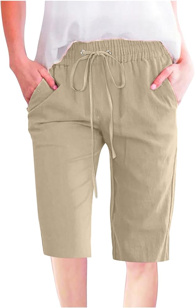 Lounge Shorts Women Casual High Waist Drawstring Lounge Workout Short Pants with Pockets Lightweight Summer Beach Board Short