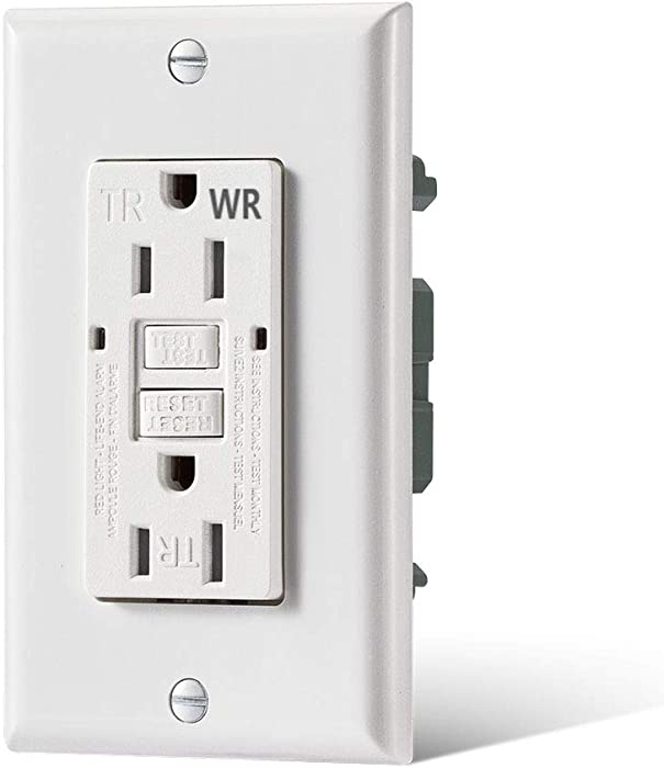 GFCI Outlet Receptacle 15Amp WR - UL Listed TR Tamper Duplex Resistance and WR Weather Resistance Receptacle with LED Indicator for Bedroom/Office/Bathroom/Outdoor