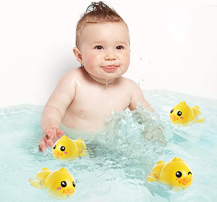 QIUXQIU Baby Bath Toys Wind up Duck Water Toy Toddlers Swimming Floating Playing Paddling Set in Bathroom Beach Pool Water Playset for Boys and Girls New (2 Pack)