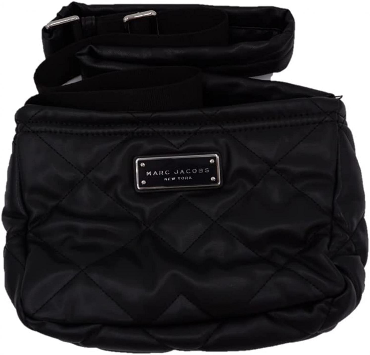 Marc Jacobs H108M01RE21 Black With Silver Hardware Leather Diamond Quilted Women's Crossbody Bag