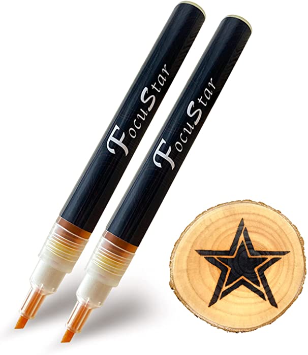 FocuStar Chemical Wood Burning Pen Marker - Scorch Pen for Wood and Crafts - Equipped with Oblique Tip and Bullet Tip for Easy Use - New Improved Formula（2 PCS ）