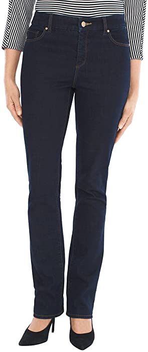 Chico's Women's So Slimming Girlfriend Slim Stretch Classic Cut Full-Length Mid Rise Jeans