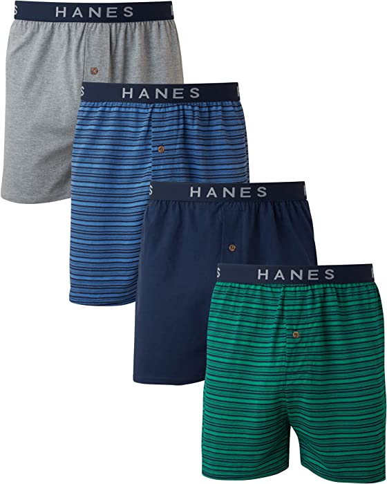 Hanes Ultimate Men's 5-Pack Ultimate Dyed Exposed Knit Boxer with ComfortFlex Waistband-Assorted Colors