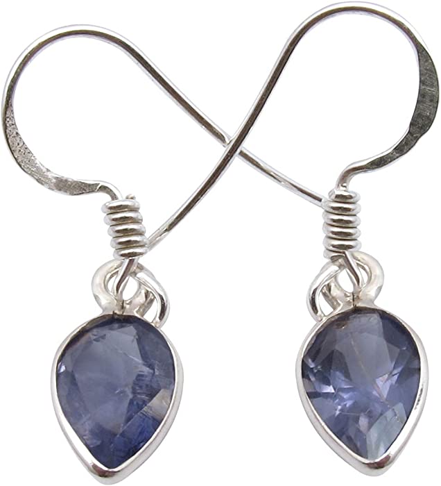 SilverStarJewel Iolite Earrings 1.1" Ladies Jewelery 925 Pure Silver Best Spring Break Jewelry Deals