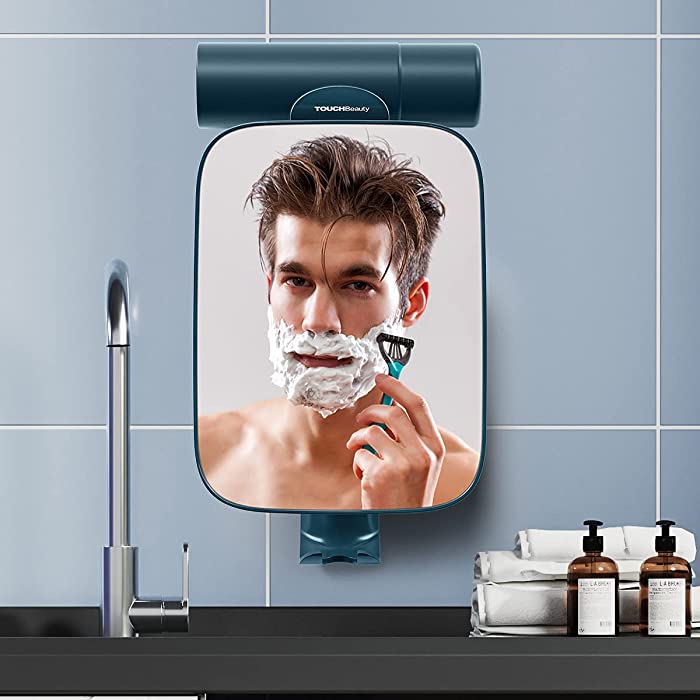 TOUCHBeauty 3X Shower Mirrors for Shaving with Razor Holder, Heldhand & 360degree Swivel, Upgraded Strong Suction Cup,Larger Size 11" Blue Bathroom Accessories for Men