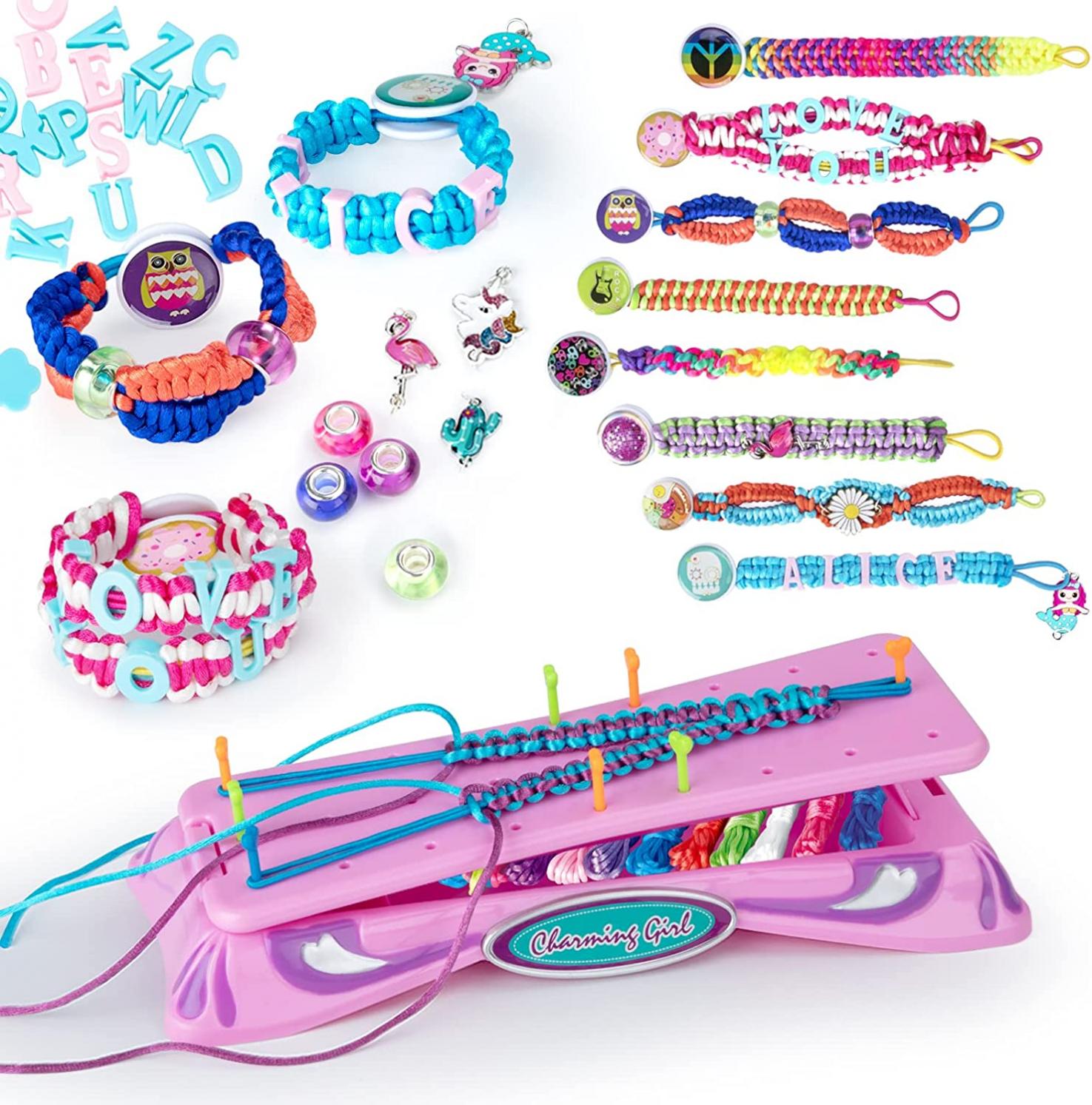 Girls Crafts Friendship Bracelet String Kit,Crafts Beaded Bracelets Making Toys for Girl,Jewelry Making Loom Bracelet Maker Kit for 6 7 8 9 10 11 12 Years Old,Birthday Christmas Gifts for Teen Girls