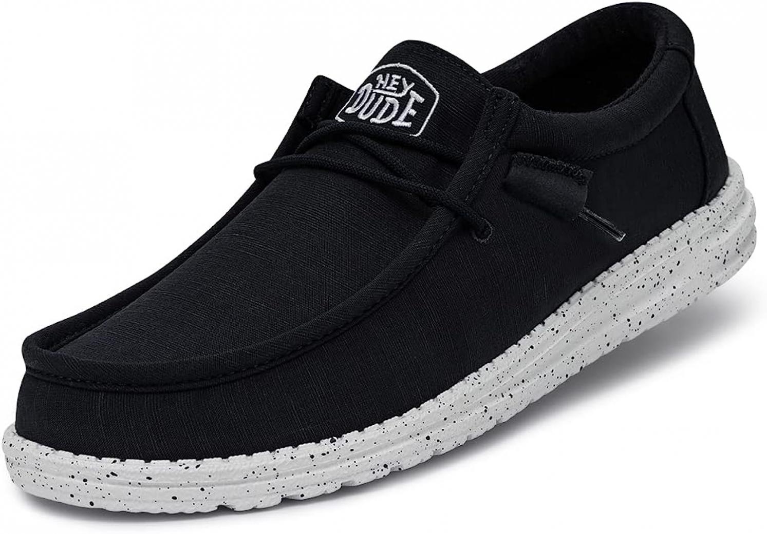 Hey Dude Men's Wally Slub Canvas Navy Size 11| Men's Loafers | Men's Slip On Shoes | Comfortable & Light-Weight