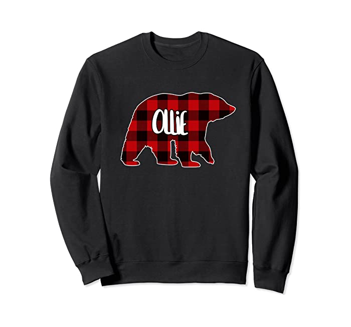 Ollie Bear Custom Red Buffalo Plaid Christmas Pajama Sweatshirt