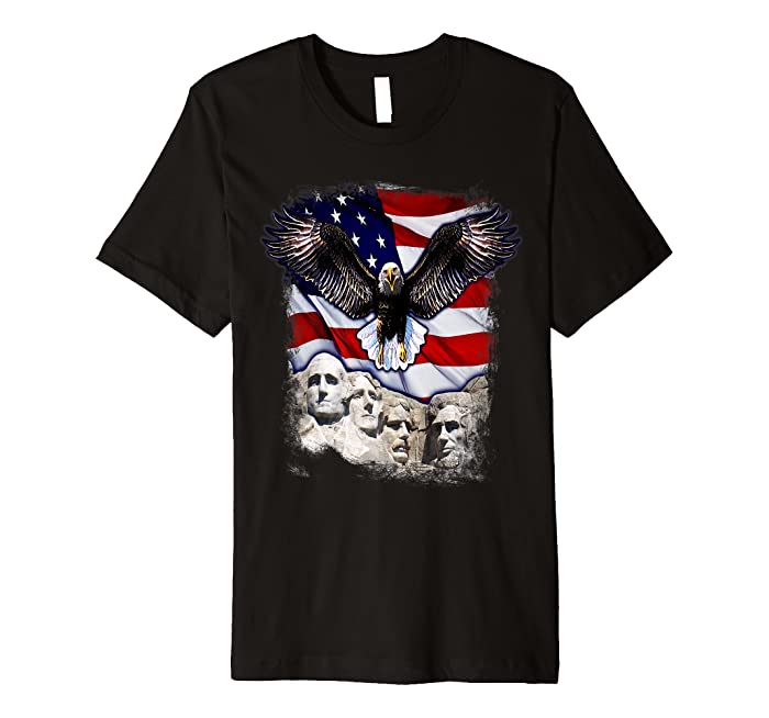 4th Of July American Bald Eagle Mount Rushmore 'Merica Flag Premium T-Shirt