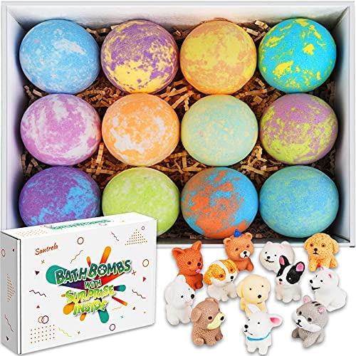 Bath Bombs for Kids with Toys Inside for Girls Boys - 12 Set Surprise Bubble Bath Fizzies, Colorful Handmade Kids Safe and Gentle Spa Bath Fizz Balls Kit, Easter Eggs Birthday Christmas Gift
