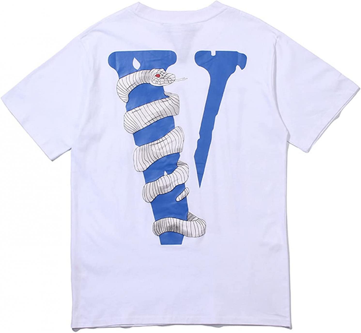 xjzx Big V Letter Shirts Men's Graphic Print T- Shirt Hip Hop Short Sleeve Tee for Youth Teen