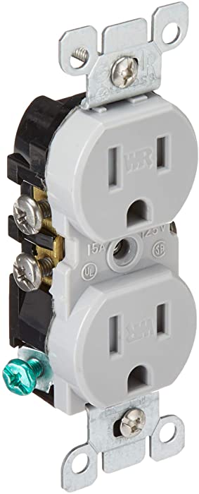 Leviton W5320-T0G 15 Amp, 125 Volt, Weather and Tamper Resistant, Duplex Receptacle, Grounding, Side and Quickwire, Gray