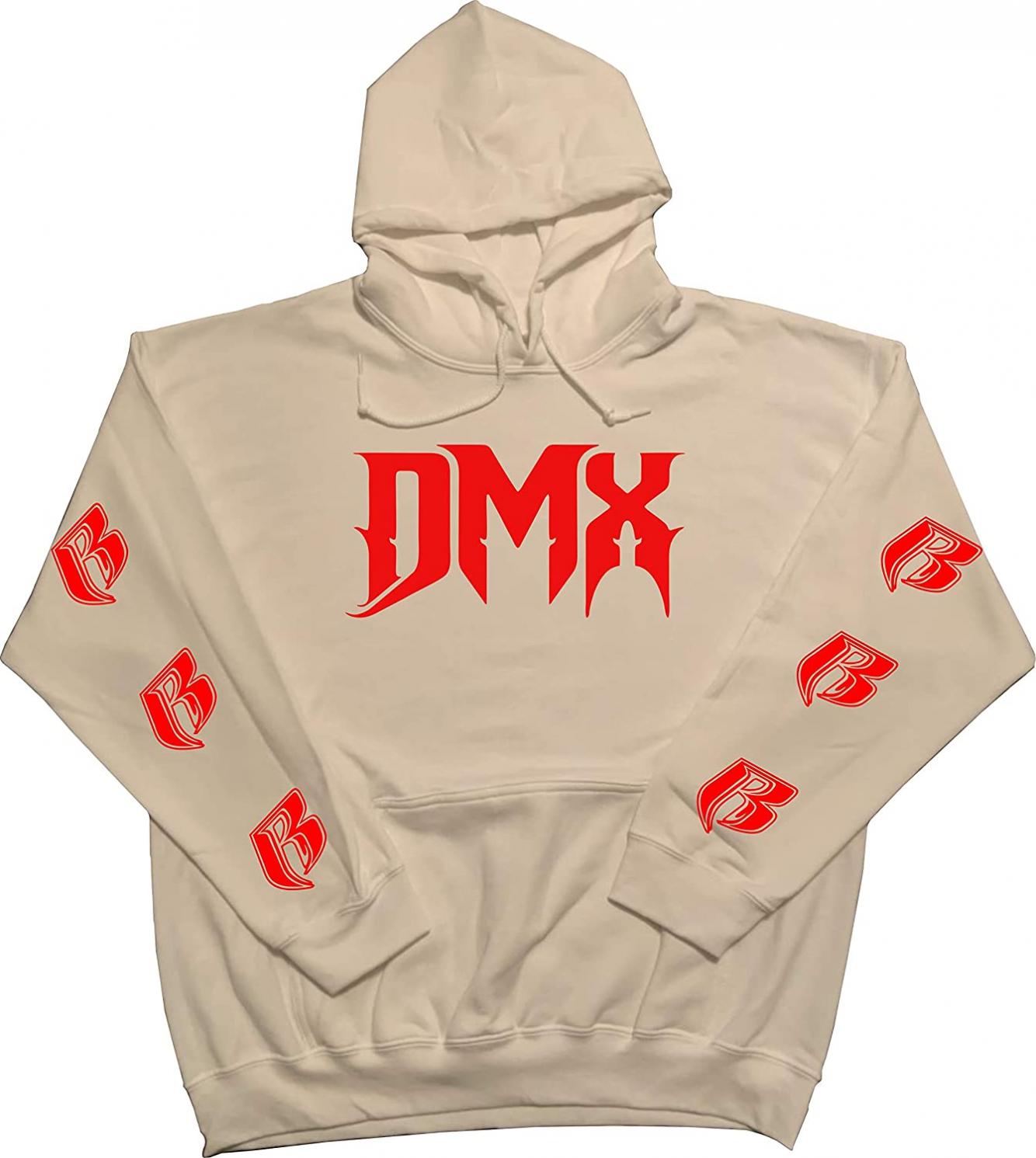 DMX Hoodie with Design on Front and Ruff Ryders Design on Sleeves White (Red Design)