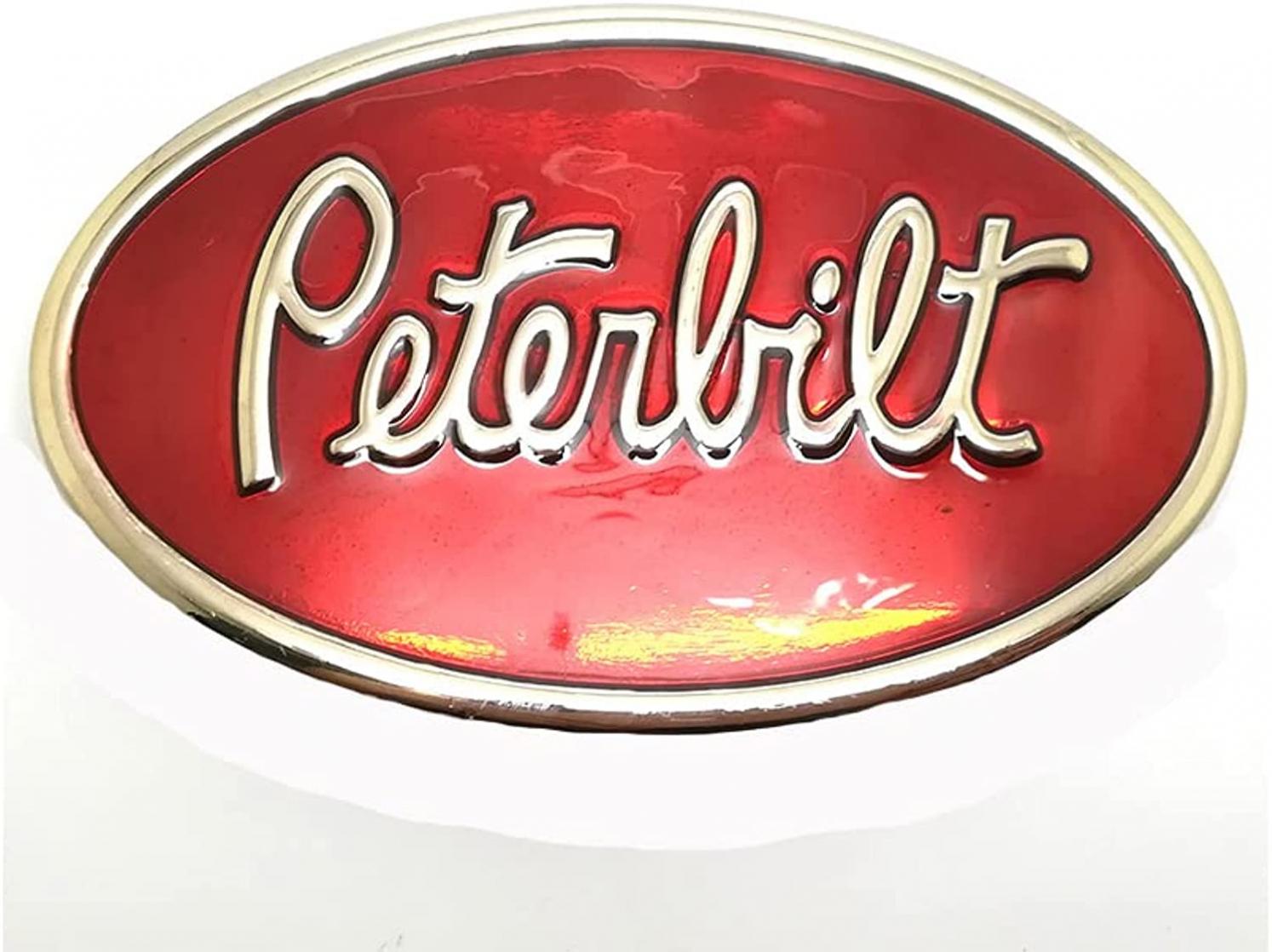 TotalShop Peterbilt Chrome Red Motors Belt Buckle