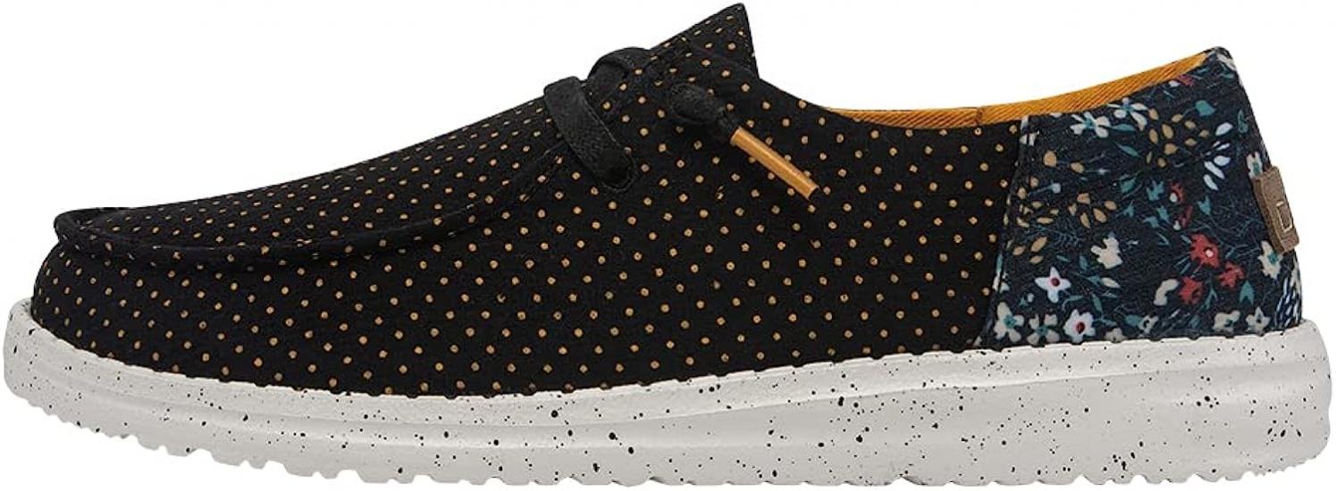 Hey Dude Women's Wendy Funk Floral Dot Size 8 Black | Women’s Shoes | Women’s Lace Up Loafers | Comfortable & Light-Weight