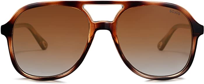 SOJOS Retro Polarized Square Sunglasses for Women Men 70s Large Oversized Sunnies SJ2174
