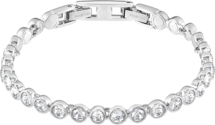Swarovski Women's Tennis Bracelet and Earring Collection, Rhodium Finish, Clear Crystals