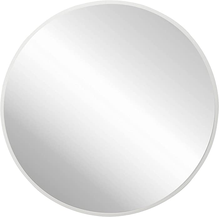 FrameWorks 24" Deluxe Contemporary White Circular Aluminum Mirror