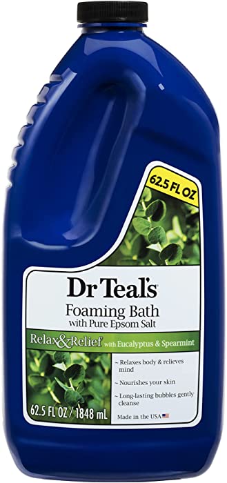 Dr Teal's Foaming Bath with Pure Epsom Salt, Relax & Relief with Eucalyptus & Spearmint, 62.5 fl oz