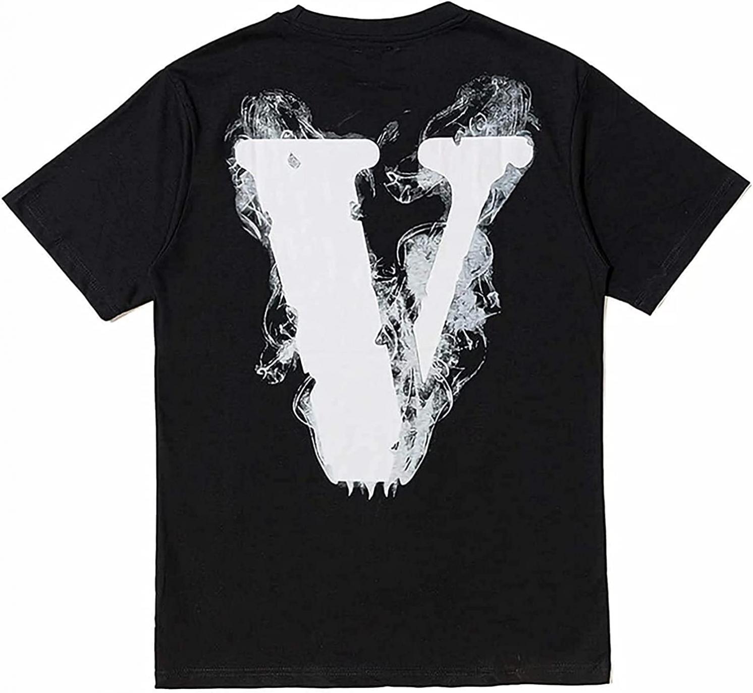 Big V Letter Shirts Men's Graphic Print T Shirt Hip Hop Short Sleeve Cotton Crew Neck Tee Tops for Men Women