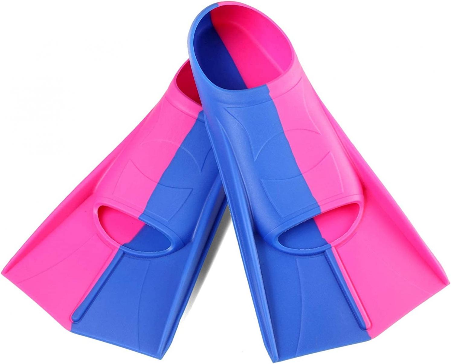 Foyinbet Swim Fins,Short Swimming Training Flippers for Lap Swimming Snorkeling,Silicone Swim Flippers with Mesh Bag for Kids,Girls,Boys Youth Women Men