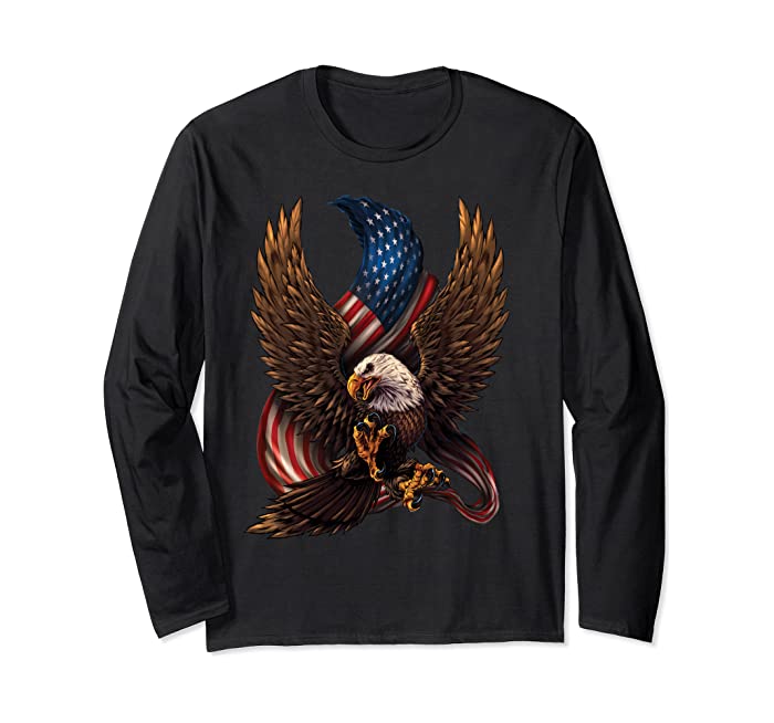 Patriotic American Design With Eagle And Flag Long Sleeve T-Shirt