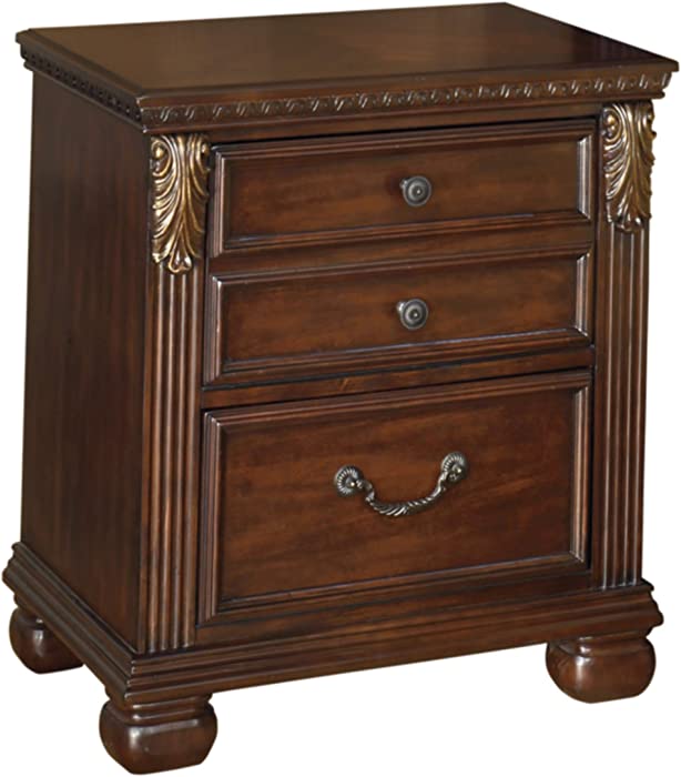 Signature Design by Ashley Leahlyn Traditional 2 Drawer Nightstand, Warm Brown