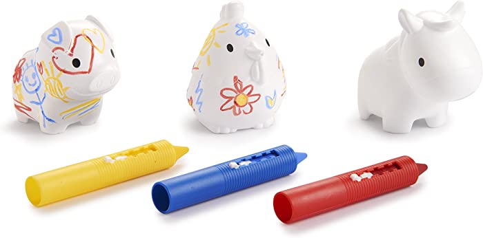 Munchkin Color Me Bath Squirts and Crayon Set, Horse/Chicken/Pig