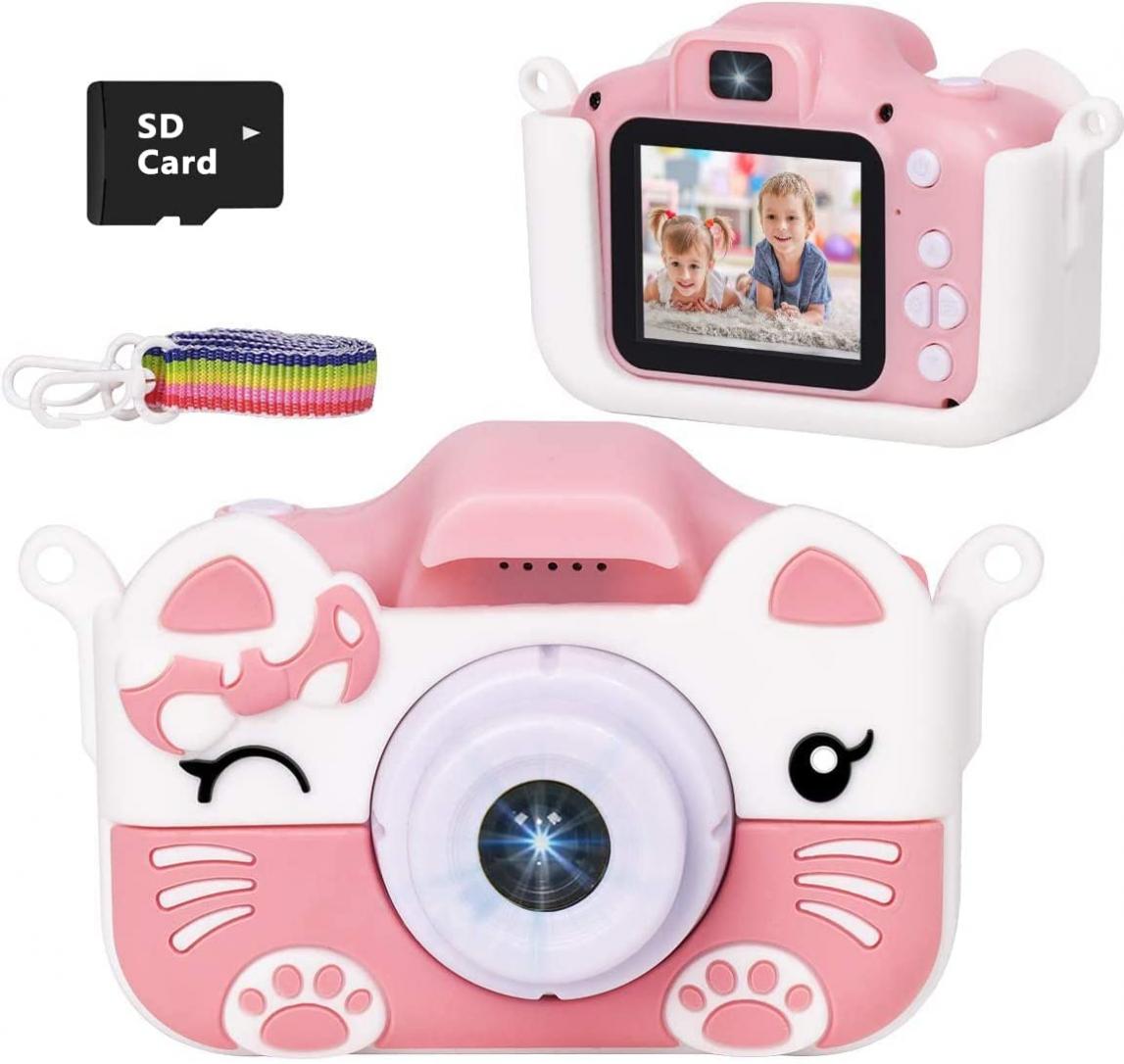 Xinbeiya Kids Selfie Digital Camera，Birthday Toy Gift for Girls Boys Age 2-10, Children Cameras for Toddler with 1080P Video，Portable and Rechargeable Toy Camera for Girls or Boys (Pink)