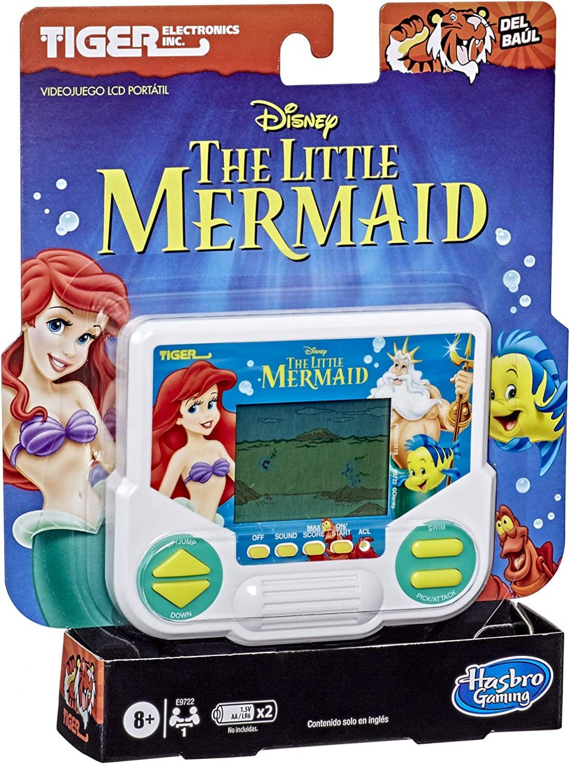 Hasbro Gaming Tiger Electronics Disney's The Little Mermaid Electronic LCD Video Game, Retro-Inspired Edition, Handheld 1-Player Game, Ages 8 and Up , Blue