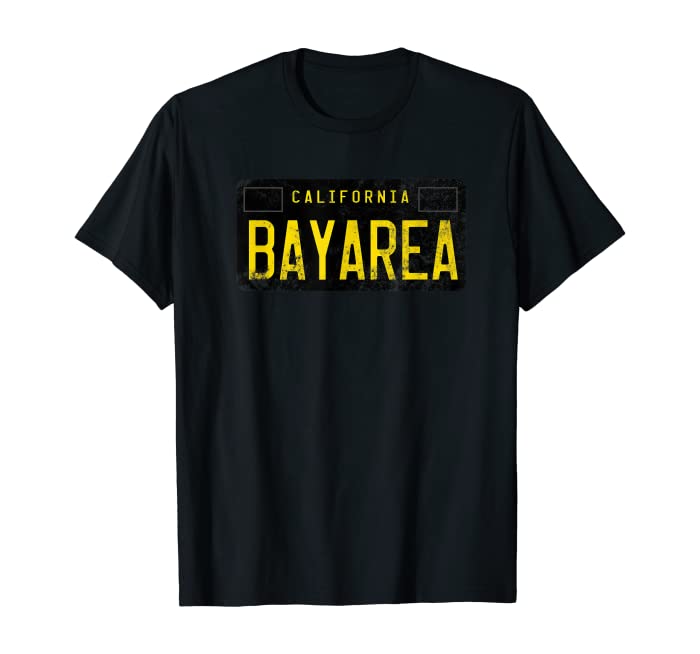 [West Coast Plates] Retro CA Plate Distressed BAY AREA T-Shirt