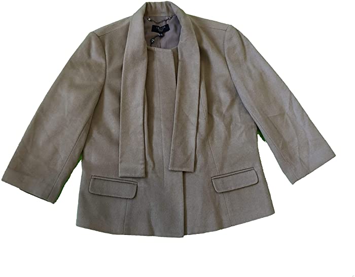 TALBOTS Petites Women's 100% Wool Blazer Jacket Hidden Button Front Tan 16P 16 Petite
