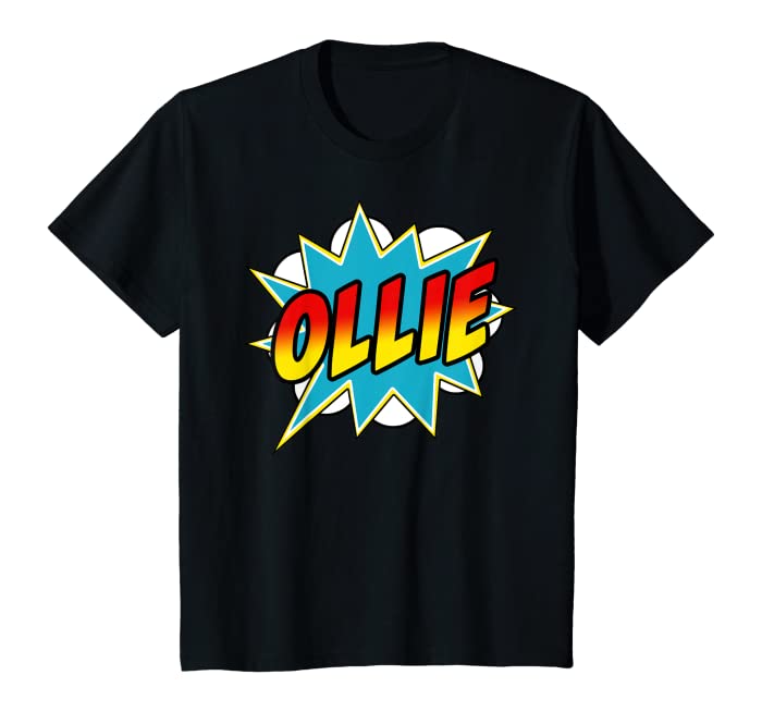 Kids Boys Ollie Comic Book Superhero Name T-Shirt