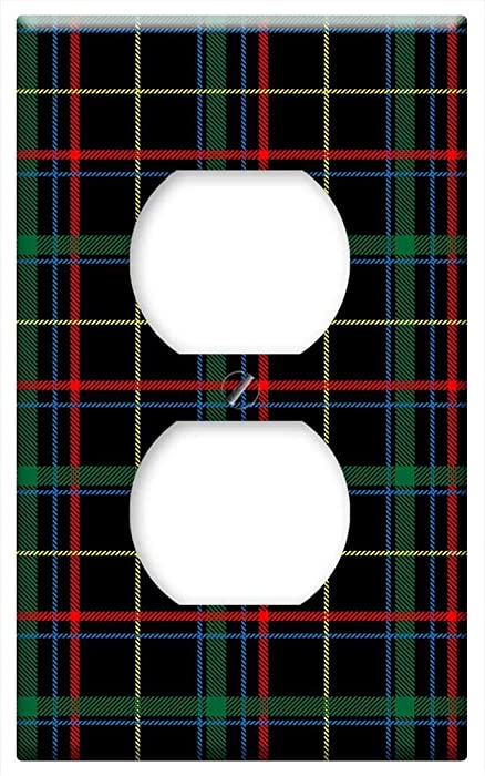 Switch Plate Outlet Cover - Plaid Tartan Checks Pattern Background Red Black