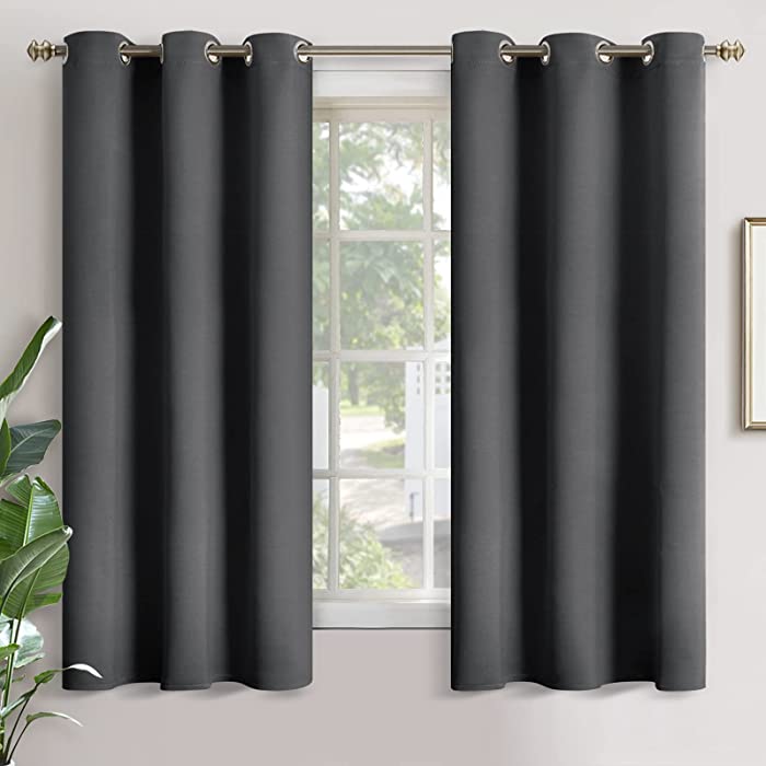 YoungsTex Blackout Curtains for Bedroom - Thermal Insulated with Grommet Top Room Darkening Window Curtains for Living Room, 2 Panels, 42 x 63 Inch, Dark Grey