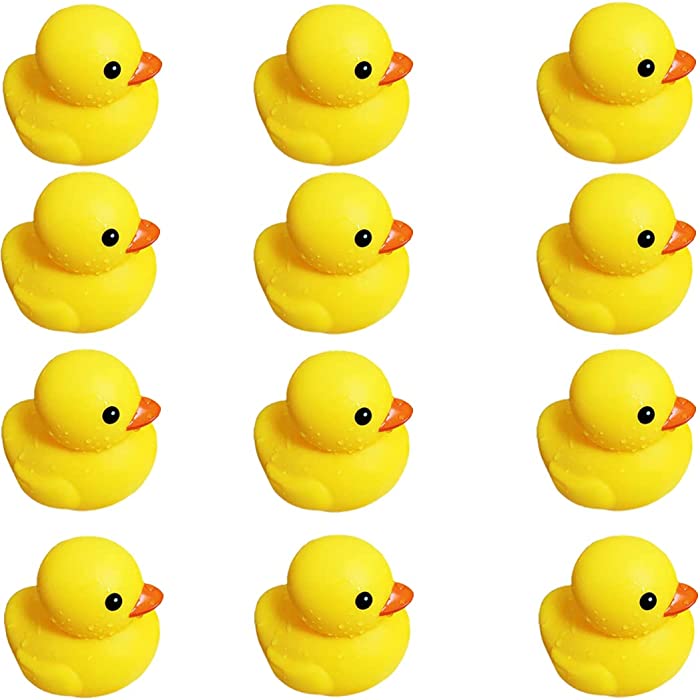 Bath Duck Toys 12 PCS Yellow Rubber Ducks Squeak & Float Ducky Baby Shower Pool Toy for Toddlers Kids Boys Girls