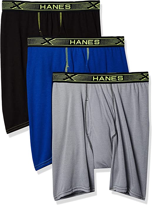 Hanes Ultimate Men's Sport X-Temp Breathable Mesh Long Leg Boxer Brief 4-Pack