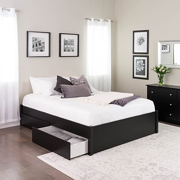 Queen Select 4-Post Platform Bed with 4 Drawers, Black
