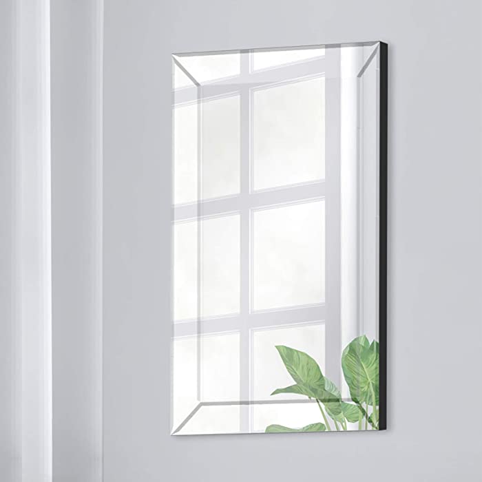 16" x 24" Beveled Wall Accent Mirror With Angled Beveled Mirror Frame
