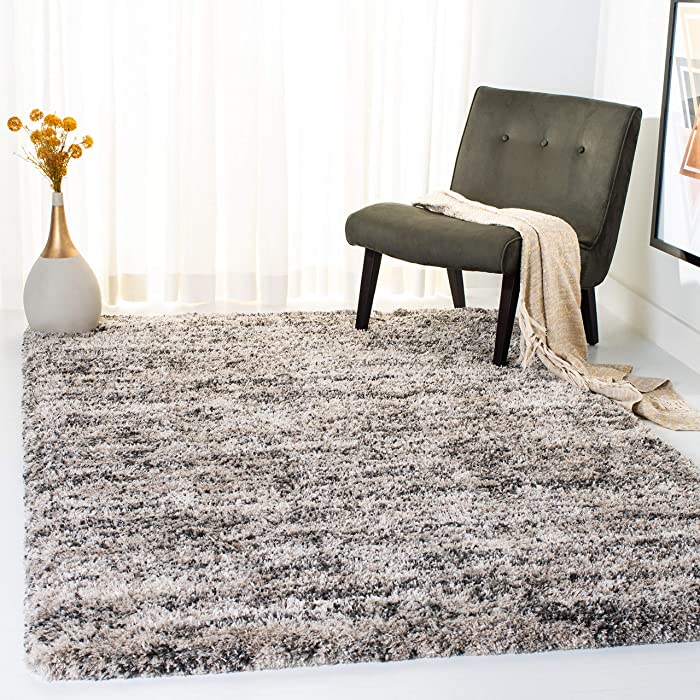SAFAVIEH Iceland Shag Collection 9' x 12' Cream/Grey ISG519A Modern Non-Shedding Living Room Bedroom Dining Room Entryway Plush 2.6-inch Area Rug