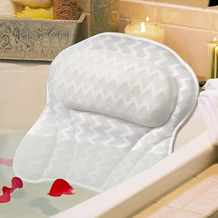 Bath Pillow Bathtub Pillow, Besititli Spa Bath Pillows for Tub Neck and Back Support, 4D Air Mesh Hot Tub Pillow