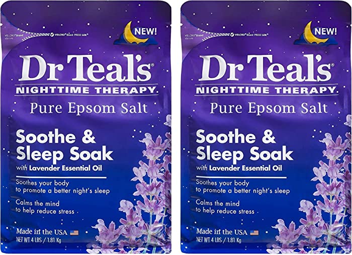 Dr Teal's Epsom Salt Bath Soaking Solution - Soothe & Sleep (Lavender) - 4 lb Bags Pack of 2