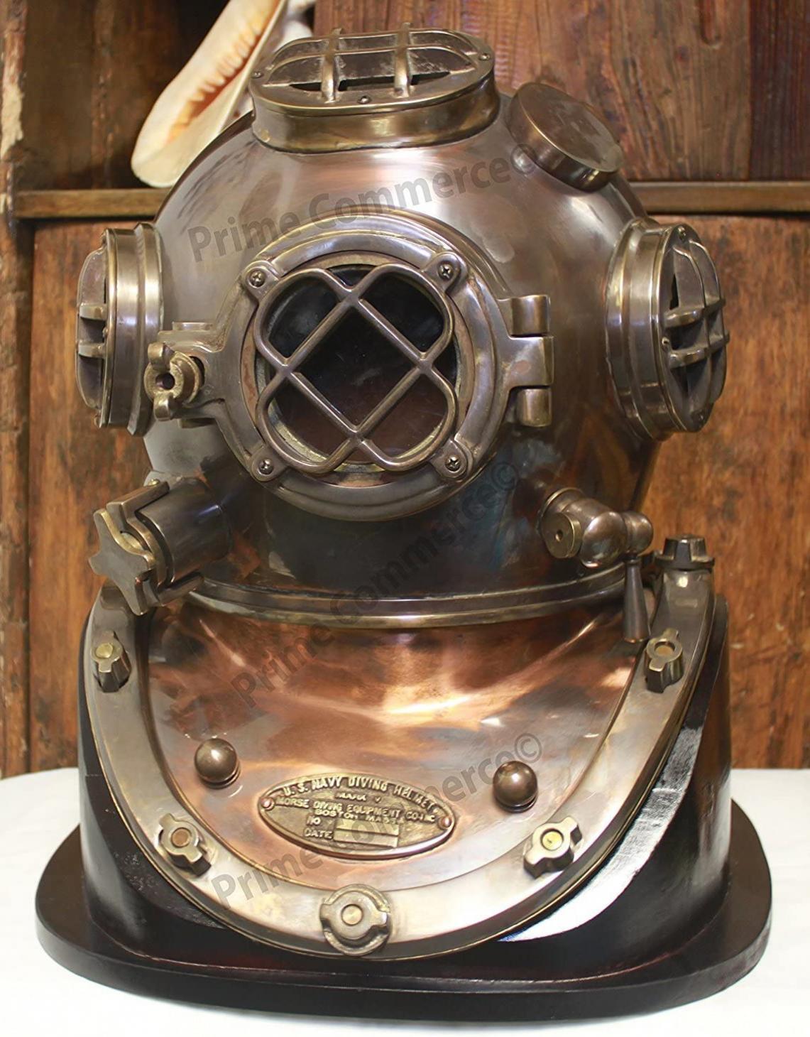 saif.nautical.store 18" Antique Finish Brass & Copper Mark V Dive Helmet