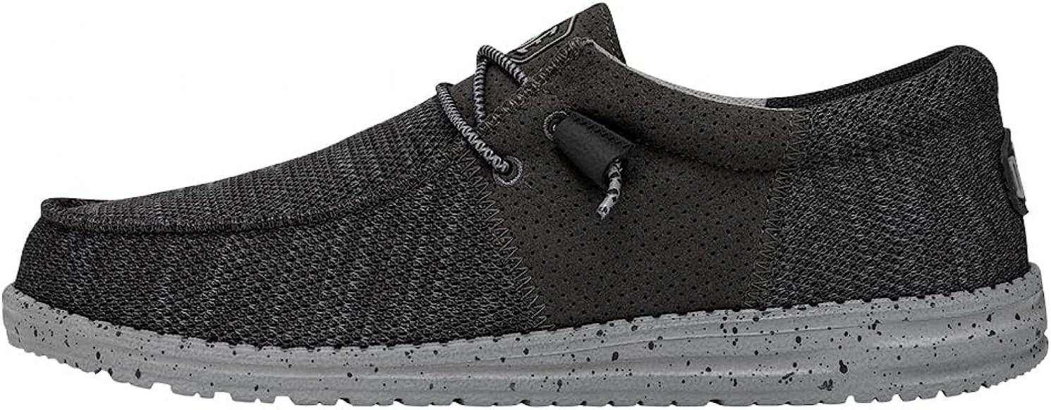 Hey Dude Men's Wally Tri Charcoal Size 5 | Men's Loafers | Men's Slip On Shoes | Comfortable & Light-Weight