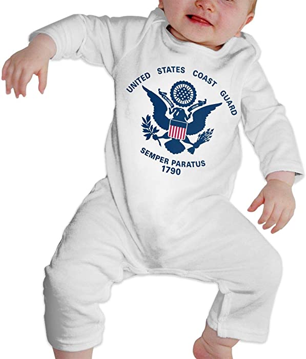 AucCen Baby's United States Coast Guard 1790 Jumpsuit Bodysuit Clothes, Long Sleeve One-Piece Coverall, 100% Organic Cotton