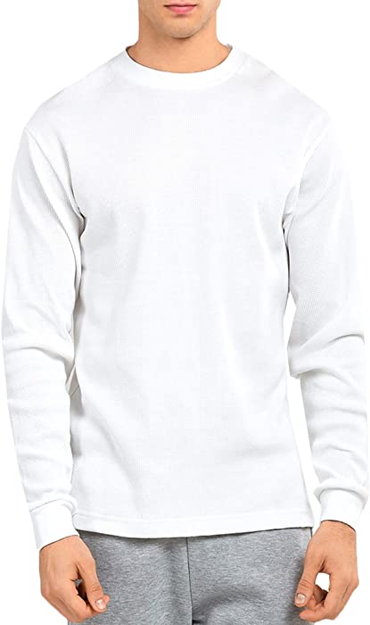OLLIE ARNES Men's Long Sleeve Heavy Warm Thermal Crew Neck Shirt 100% Cotton Top