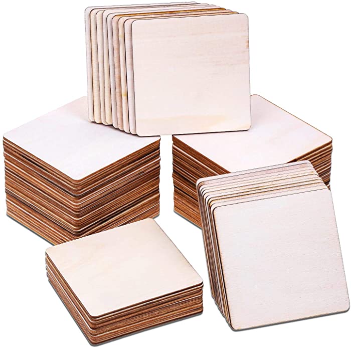 Selizo 22Pcs 4 Inch Unfinished Blank Wood Pieces Wooden Slices Unfinished Wood Cutouts for Wood Burning Carbon Transfer Paper Project Wood Painting Carving