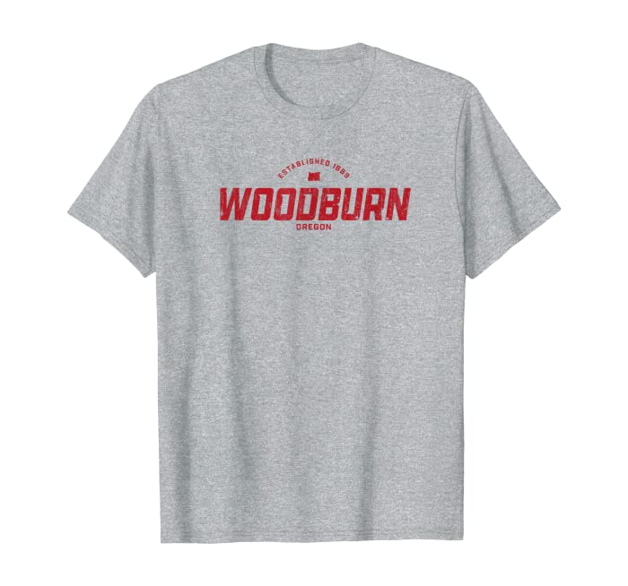 Woodburn Oregon OR Vintage Athletic Red Sports Logo T-Shirt