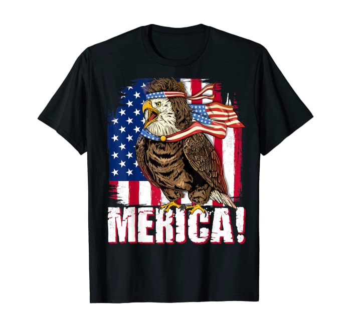 Eagle American Flag USA Flag Mullet Eagle 4th of July Merica T-Shirt