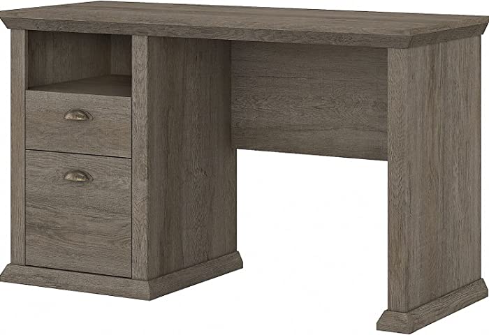 Bush Furniture Yorktown Home Office Desk with Storage, 50W, Restored Gray